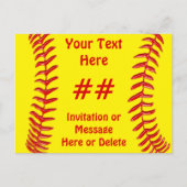 Invitations de softball pas cher PERSONNALISÉ (Devant)
