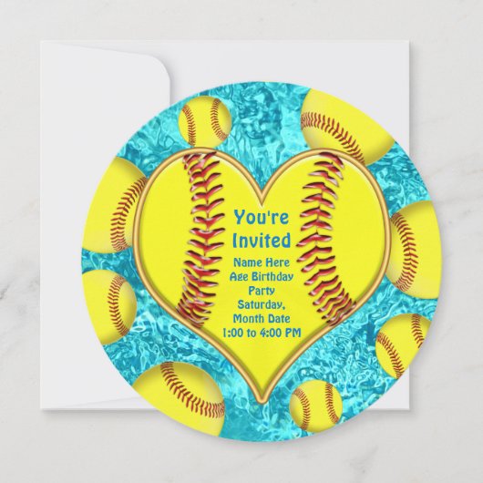 Invitations de softball personnalisées super migno (Devant)