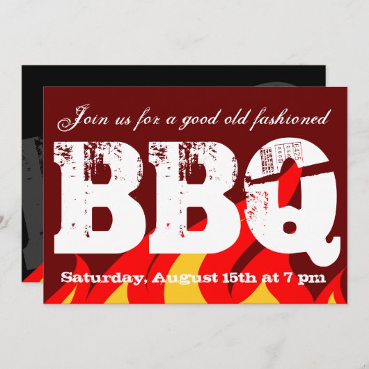 Invitations de soirée BBQ | modèle invitation pers (Devant / Derrière)