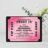Invitations de soirée de style billets VIP sweet s (Debout devant)