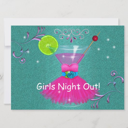 Invitations de soirée entre filles avec robe et Co (Devant)