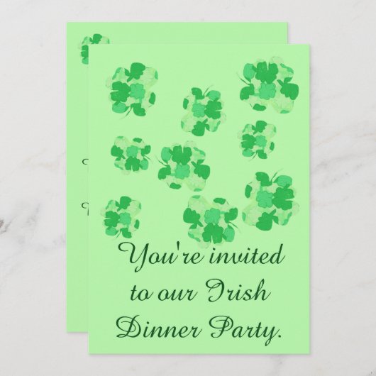 Invitations de soirée irlandaise shamrock (Devant / Derrière)