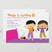 Invitations de soirée pyjamas (Devant / Derrière)