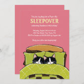 Invitations de soirée pyjamas de chaton de sommeil (Devant / Derrière)