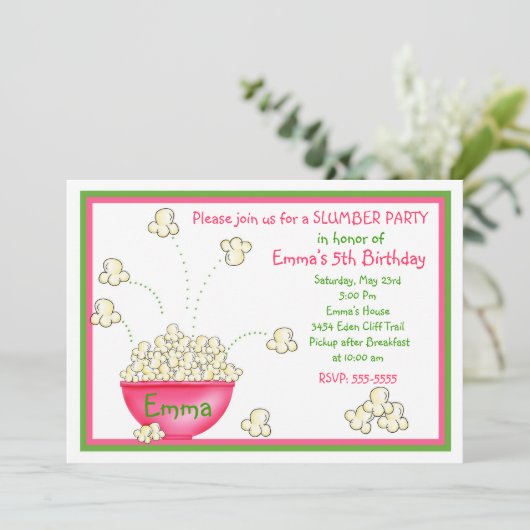 Invitations de soirée pyjamas de maïs éclaté (Debout devant)