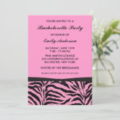 Invitations de soirée rose Zebra Bachelorette (Debout devant)