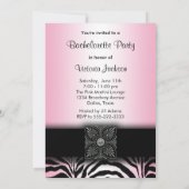 Invitations de soirée rose Zebra Bachelorette (Dos)