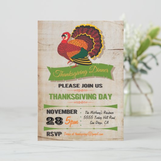 Invitations de soirée Rustique Thanksgiving (Debout devant)