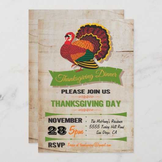 Invitations de soirée Rustique Thanksgiving (Devant / Derrière)
