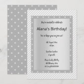 Invitations de soirée Silver Grey STRIPE STAR (Devant / Derrière)
