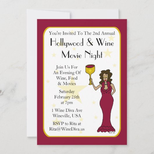 Invitations de soirée sur mesure de Wine Diva (Devant)