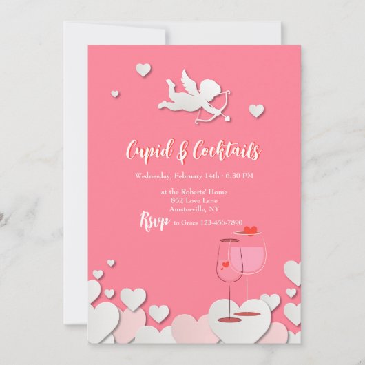 Invitations de soirées Cupid et Cocktails (Devant)