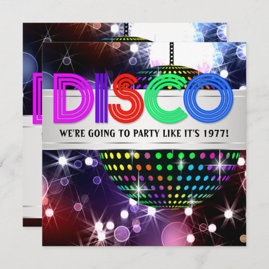 Invitations de soirées disco amusantes (Devant / Derrière)