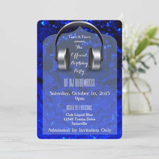 Invitations de soirées DJ Blue Liquid (Debout devant)