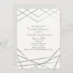 Invitations de soirées Silver Modern Geometry Line