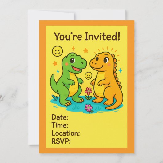 Invitations de soirées sur le thème des dinosaures (Devant)