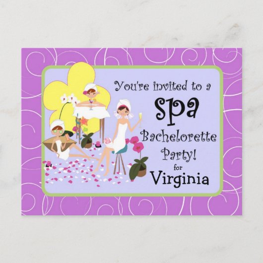 Invitations de Spas de la soirée de bachelorette p (Devant)