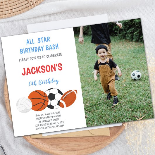 Invitations de sports d'anniversaire avec photo