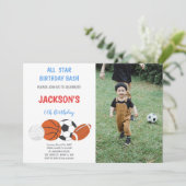 Invitations de sports d'anniversaire avec photo (Debout devant)