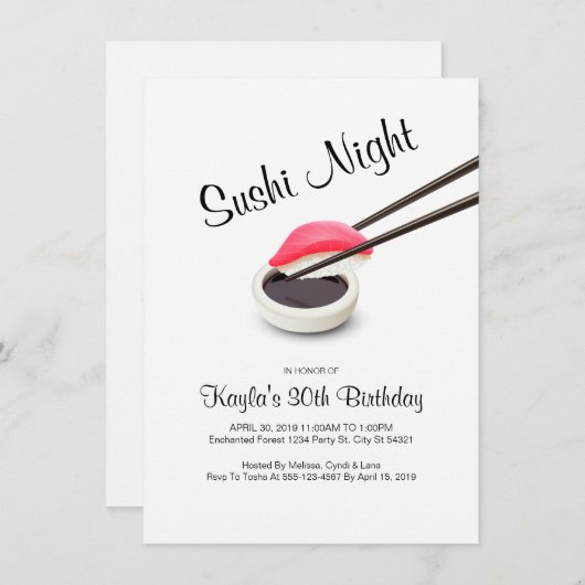 Invitations de sushi (Devant / Derrière)