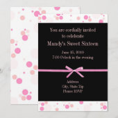 Invitations de Sweet sixteen à points Polka noirs  (Devant / Derrière)