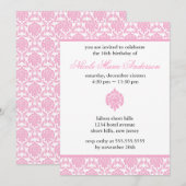 Invitations de Sweet sixteen de Damas roses (Devant / Derrière)