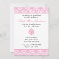 Invitations de Sweet sixteen de Damas roses