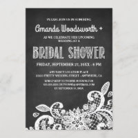 Invitations de tableau noir et dentelle de douche