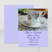 Invitations de tasse à thé - Violettes vintage pou (Devant / Derrière)
