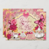 Invitations de Tea Party (Devant / Derrière)