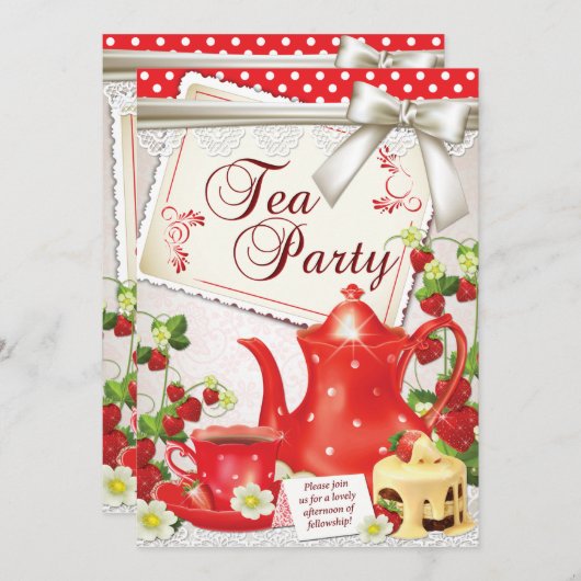 Invitations de Tea Party (Devant / Derrière)