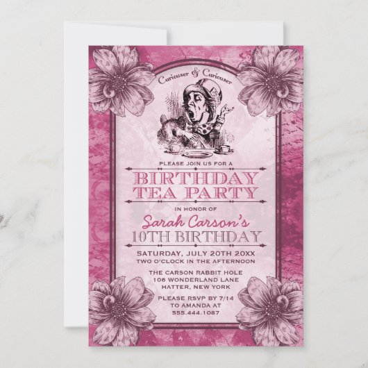 Invitations de Tea Party Anniversaire (Devant)
