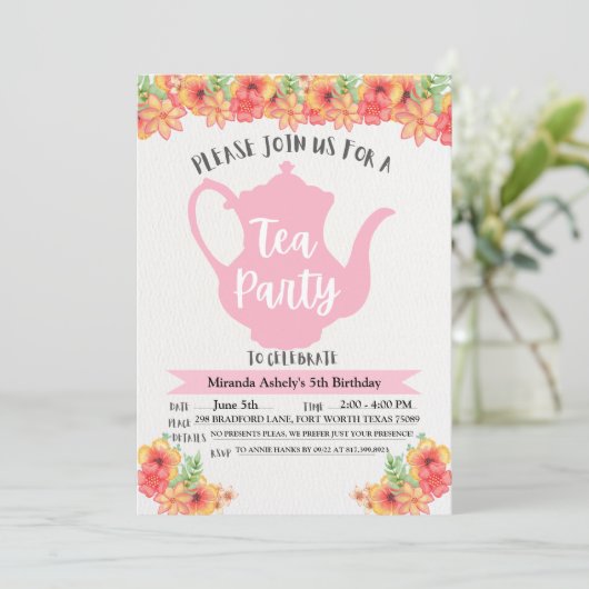Invitations de Tea Party pour les filles (Debout devant)
