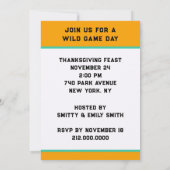 Invitations de tennis de table pour Thanksgiving (Dos)
