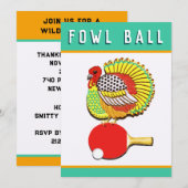 Invitations de tennis de table pour Thanksgiving (Devant / Derrière)