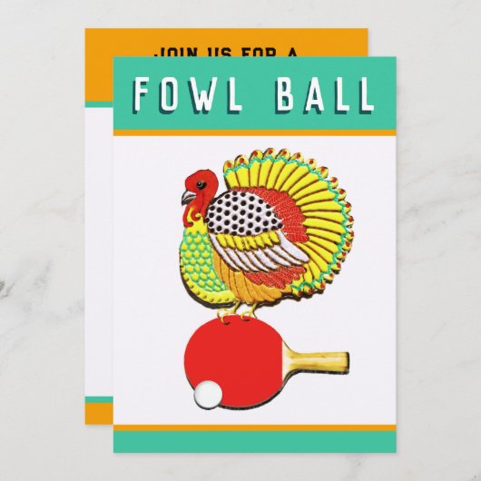 Invitations de tennis de table Thanksgiving (Devant / Derrière)