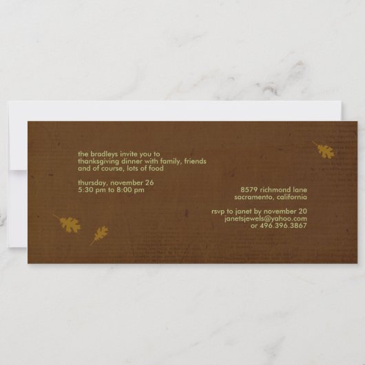 Invitations de Thanksgiving d'écureuil (Dos)