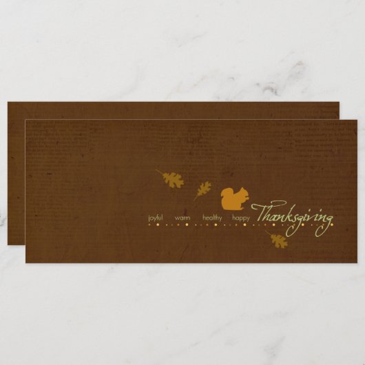 Invitations de Thanksgiving d'écureuil (Devant / Derrière)