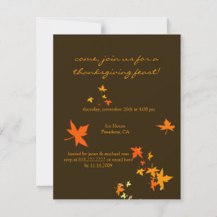 Invitations de Thanksgiving, feuilles d'érable