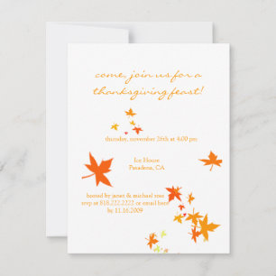 Invitations de Thanksgiving, feuilles d'érable