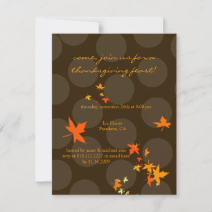 Invitations de Thanksgiving, feuilles d'érable