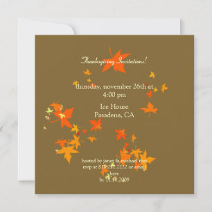 Invitations de Thanksgiving, feuilles d'érable
