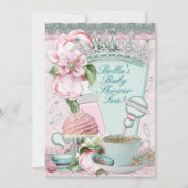 Invitations de thé Baby shower Bling Peony (Dos)