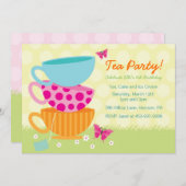 Invitations de thé de jardin de ressort (Devant / Derrière)