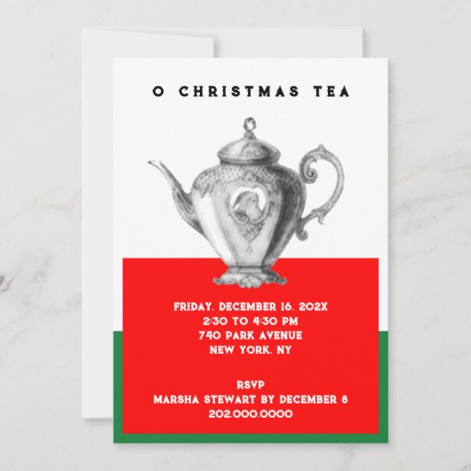 Invitations de thé de Noël (Devant)