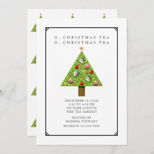 Invitations de thé de Noël (Devant / Derrière)