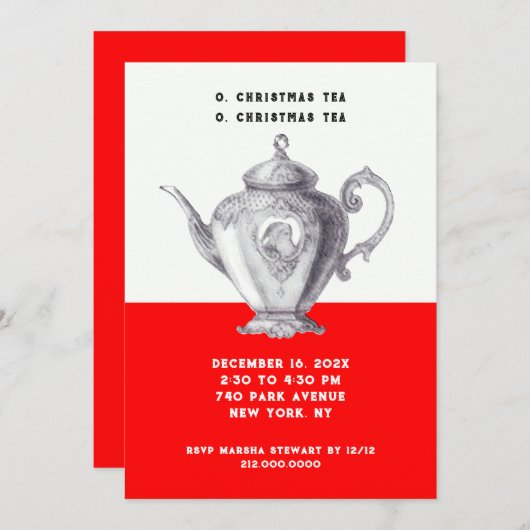 Invitations de thé de vacances (Devant / Derrière)