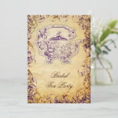 Invitations de thé vintage violet de théière russe (Debout devant)
