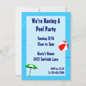 Invitations de thème de natation de la fête de la  (Dos)