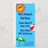 Invitations de thème de natation de la fête de la  (Dos)